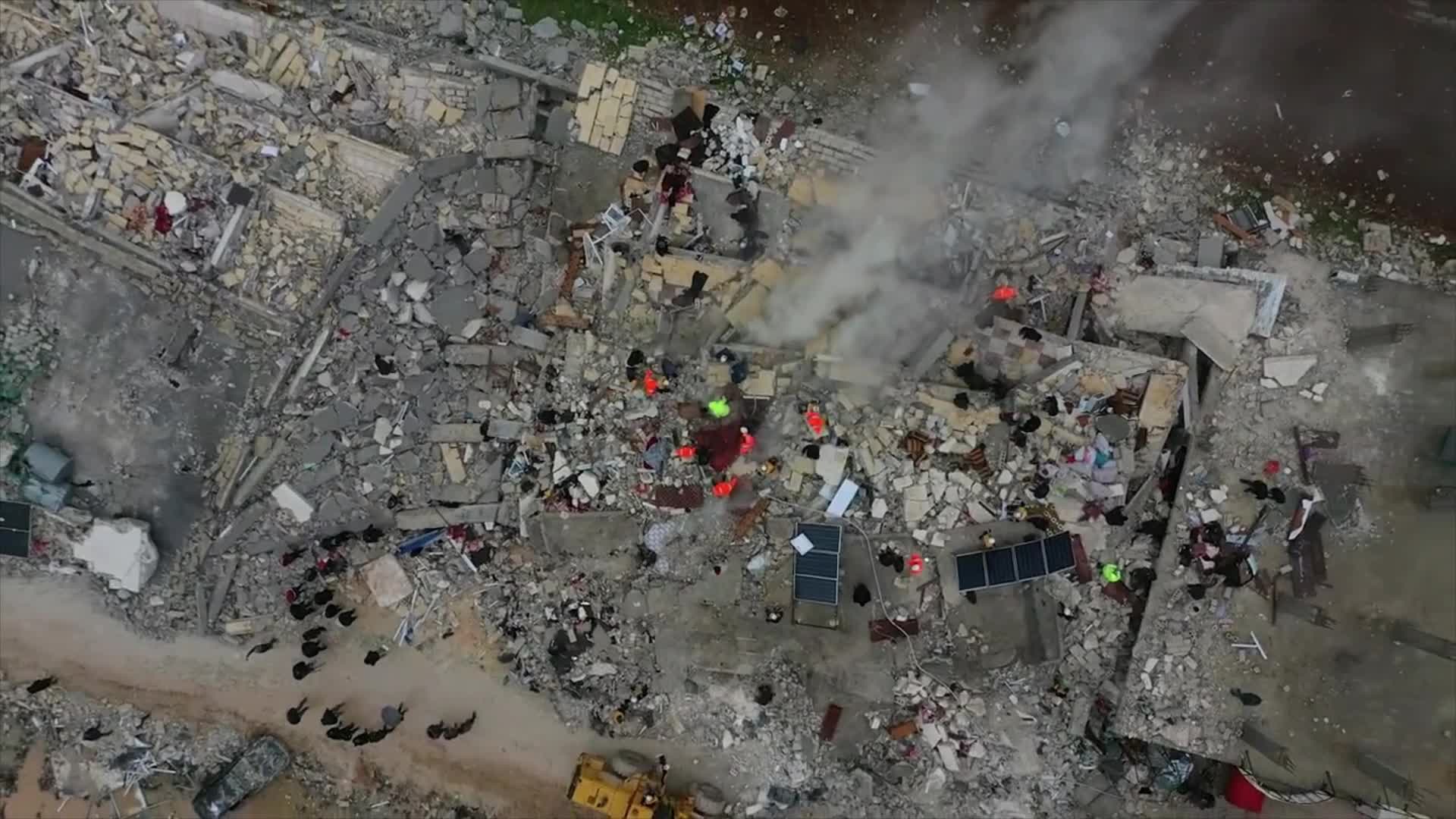 Drone footage shows earthquake damage in Syria's Idlib