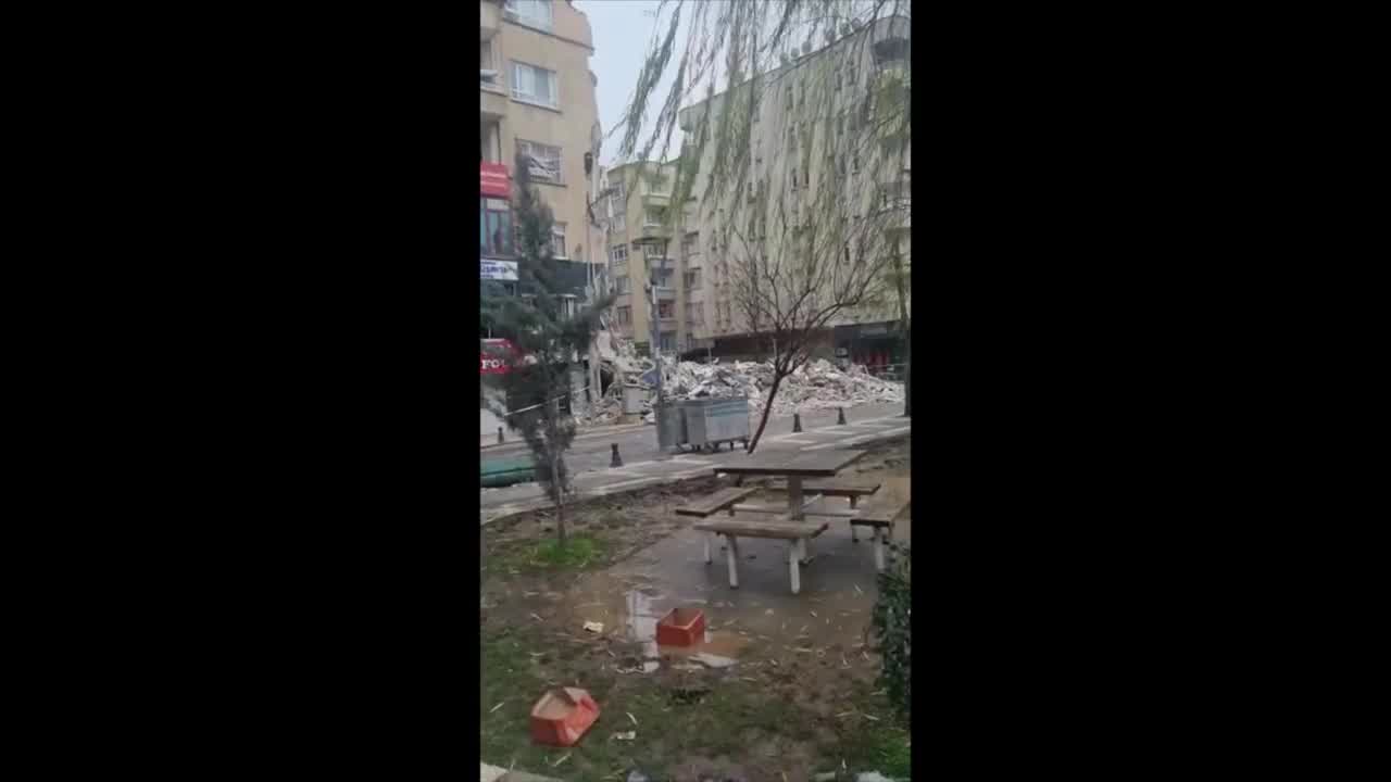 Building reduced to rubble by deadly earthquake in Turkey