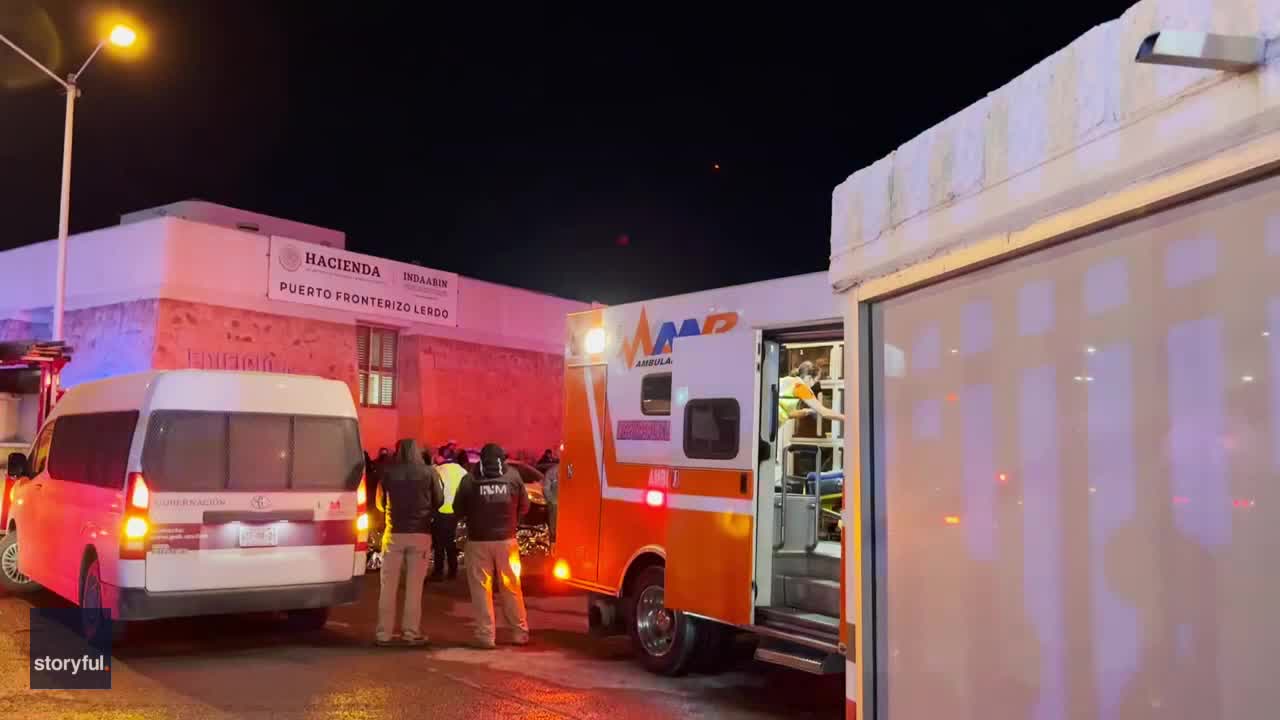 Video shows emergency crews at scene of migrant facility fire near Mexico-US border