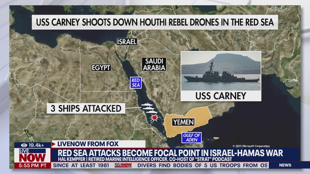 U.S. warship shoots down drones in Red Sea | LiveNOW from FOX