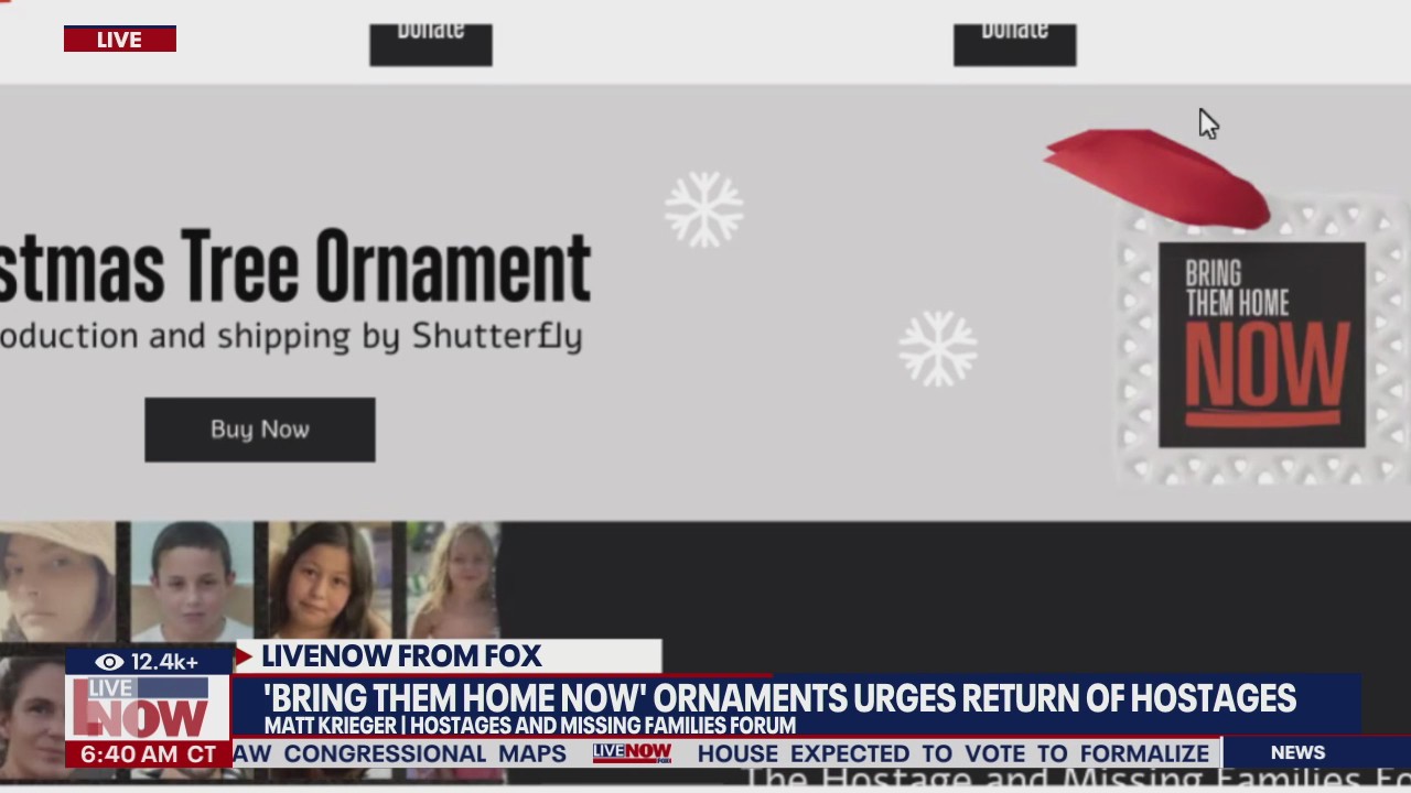 'Bring them home now' ornaments urge return of hostages