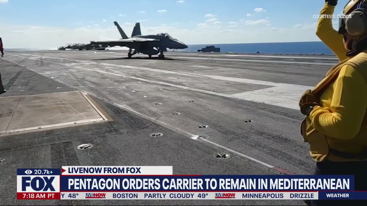 Pentagon: Carrier to remain near Israel