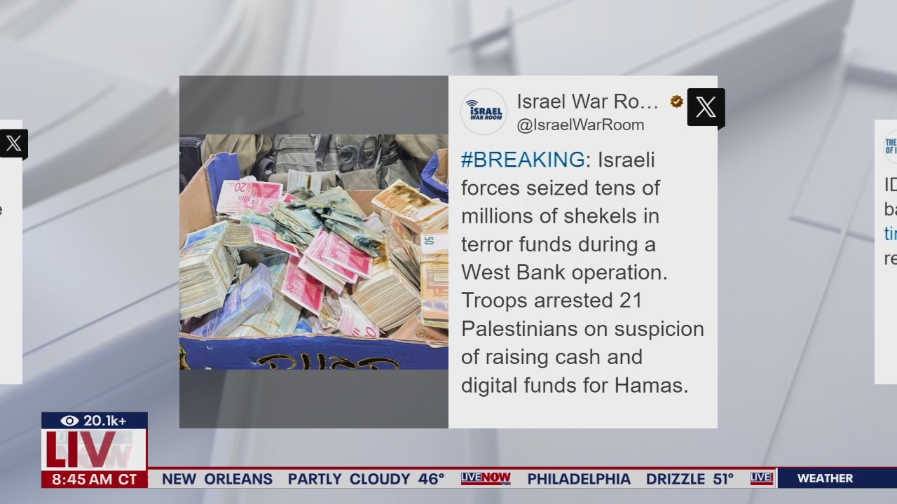 IDF seizes millions of shekels from West Bank