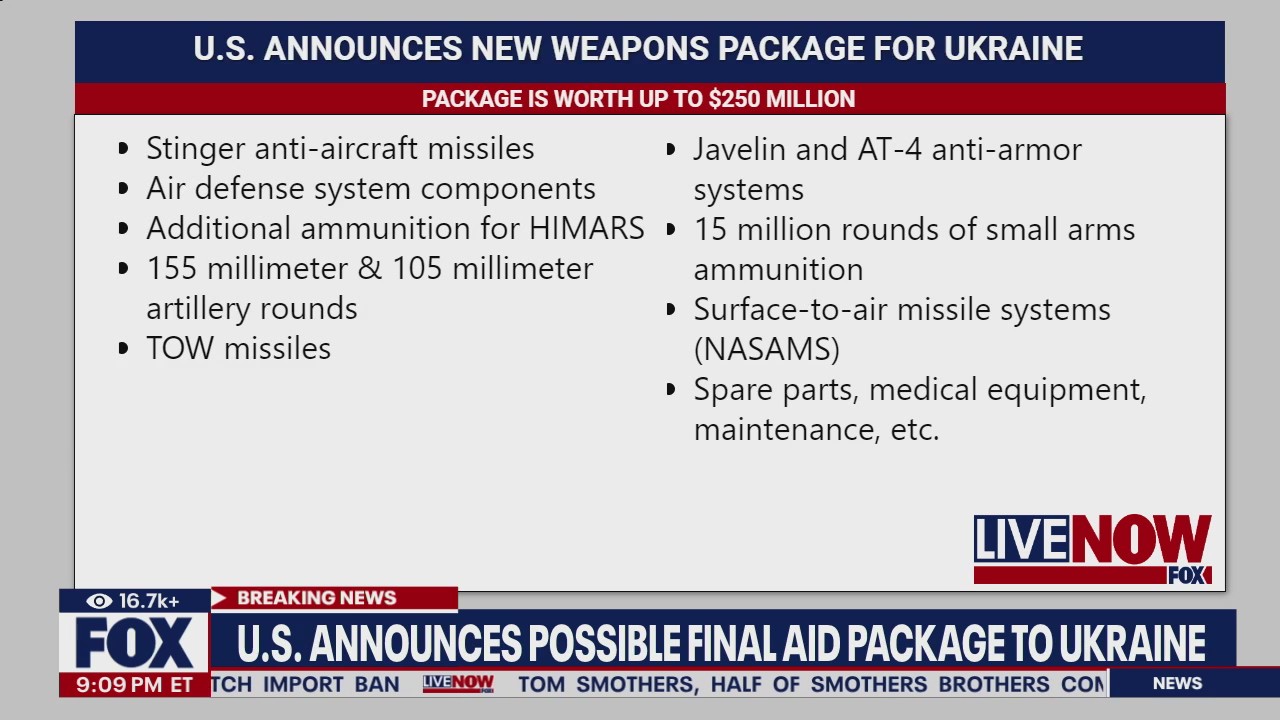 U.S. announces new weapons package for Ukraine