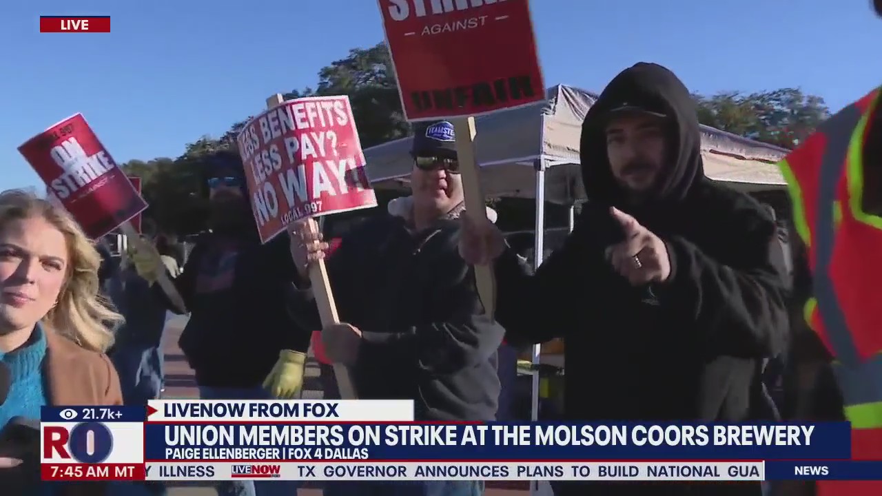 Union members on strike at Molson Coors Brewery