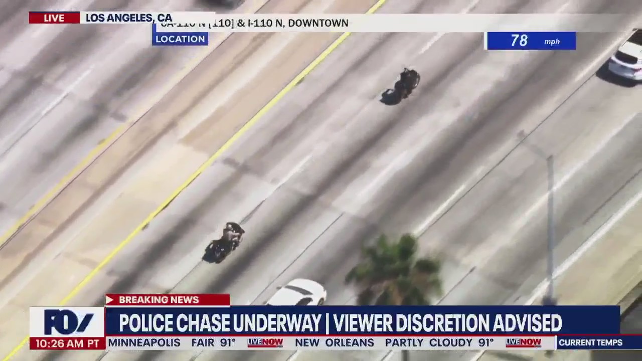 Wild motorcycle chase goes off-road at high speeds
