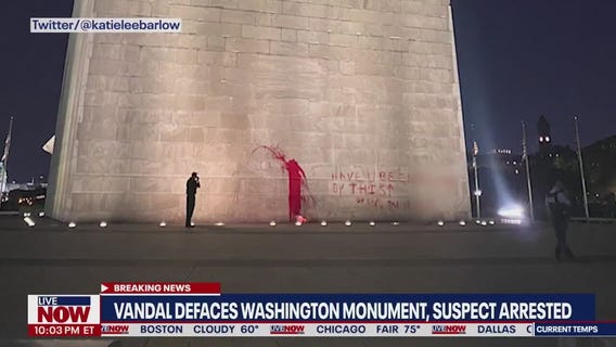 Washington Monument vandalized with red paint, suspect arrested | LiveNOW from FOX