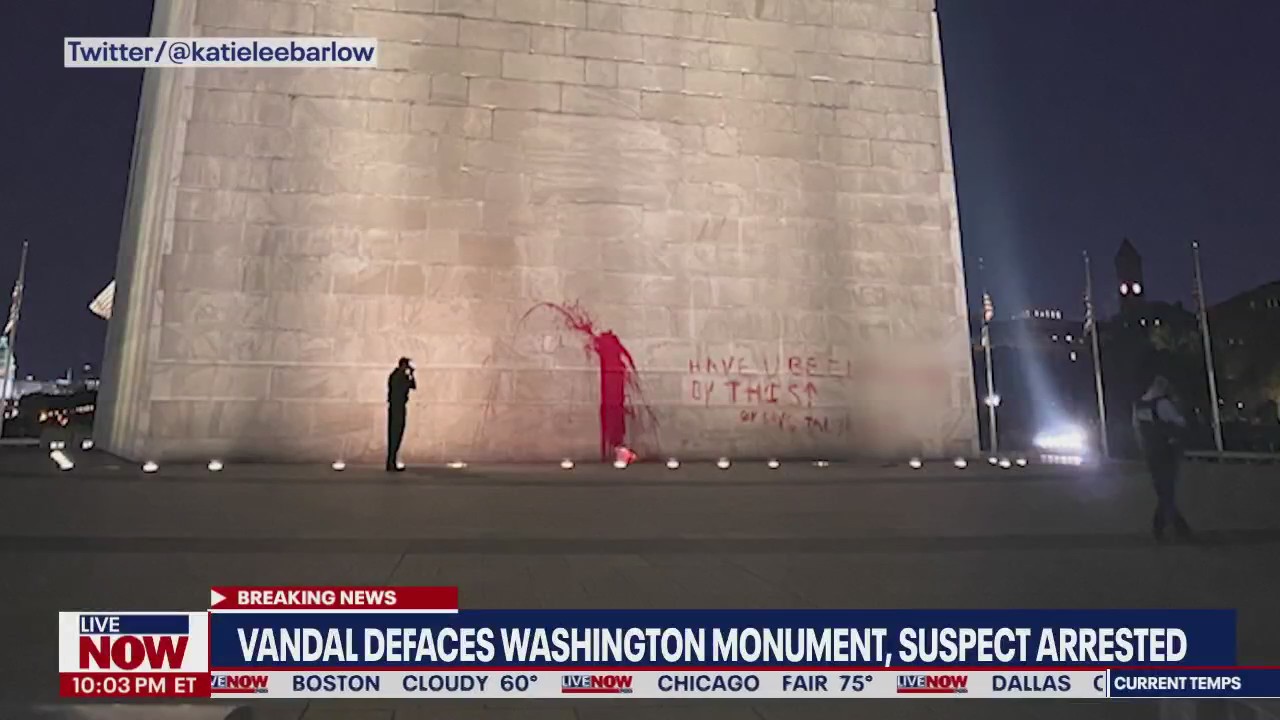 Washington Monument vandalized with red paint, suspect arrested | LiveNOW from FOX