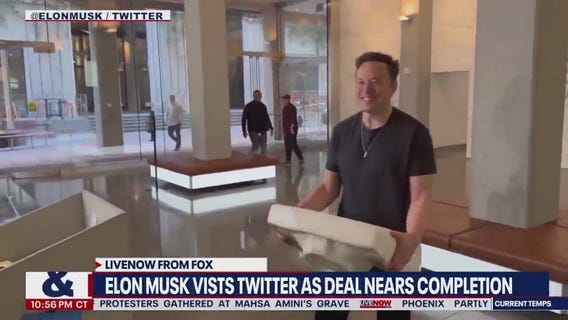 'Let that sink in' Elon Musk visits Twitter as deal nears completion | LiveNOW from FOX