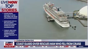 Cruise ship passenger who fell from boat was rescued in 'last minutes of his fight to survive,' diver says
