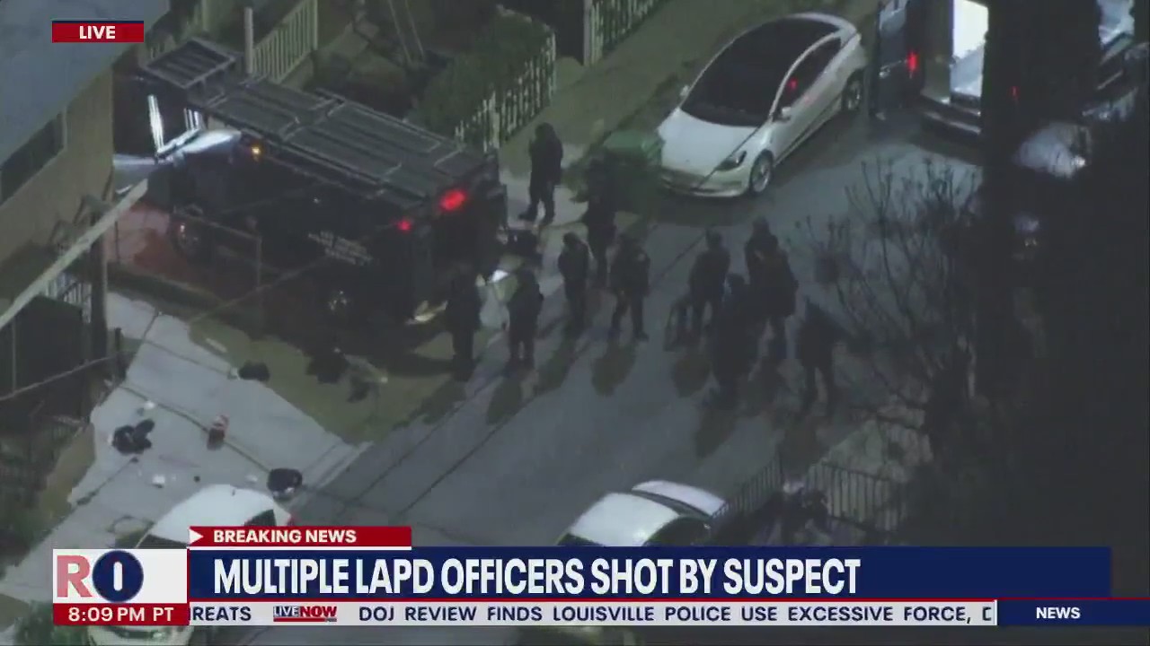 Los Angeles shooting leaves 3 police officers injured, suspect at large | LiveNOW from FOX