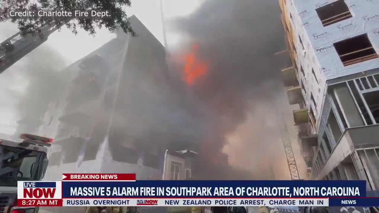 Charlotte construction site fire in SouthPark | LiveNOW from FOX