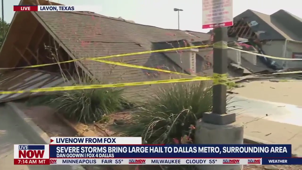 Bank collapses after severe storm rolls through North Texas