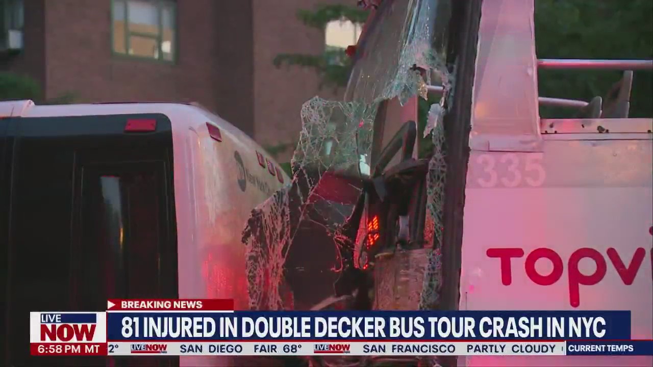 Manhattan tour bus crash: 81 injured after double-decker bus crashes ...