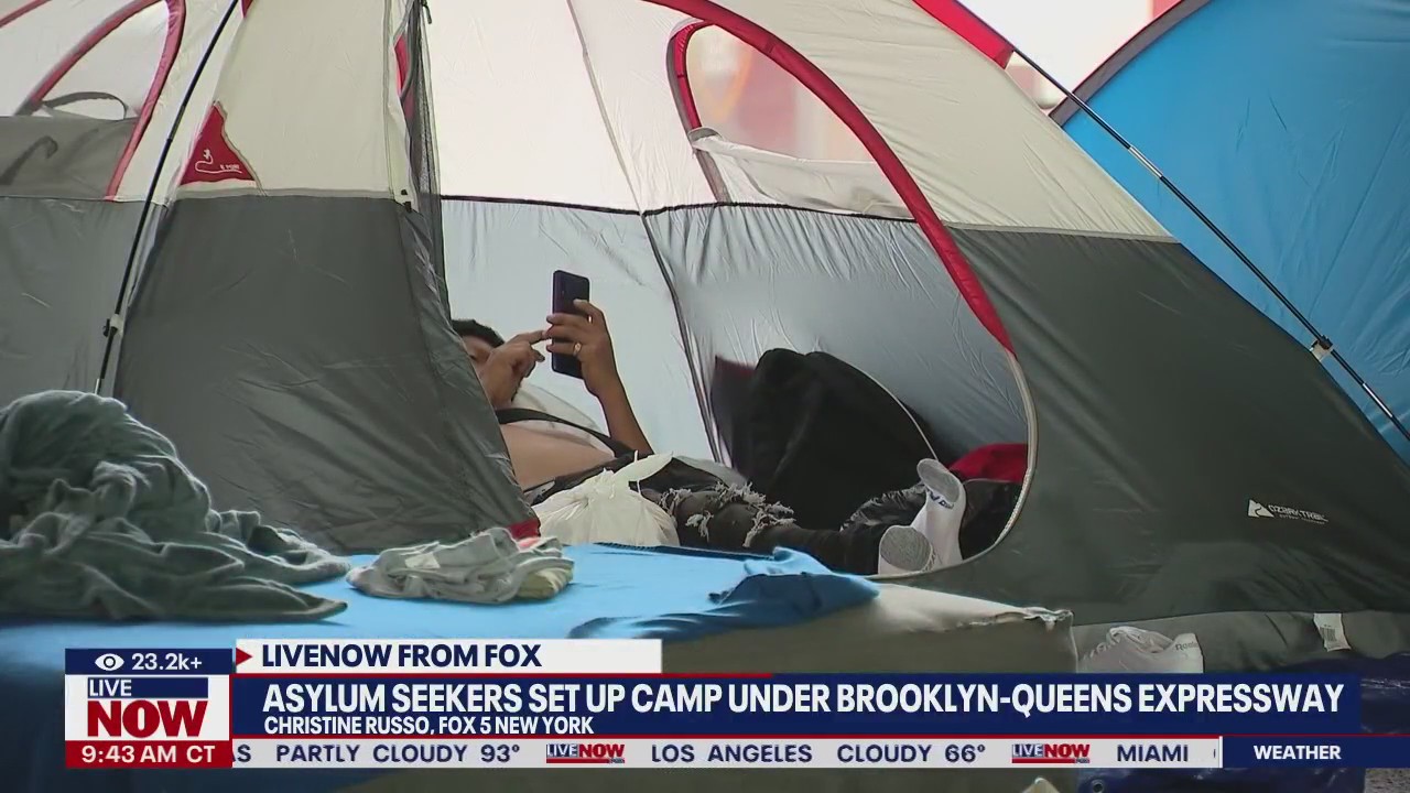 Asylum seekers set up camp under NYC bridge