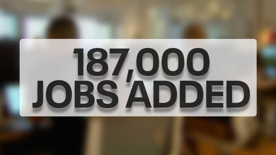 187K jobs added, unemployment at 3.8%