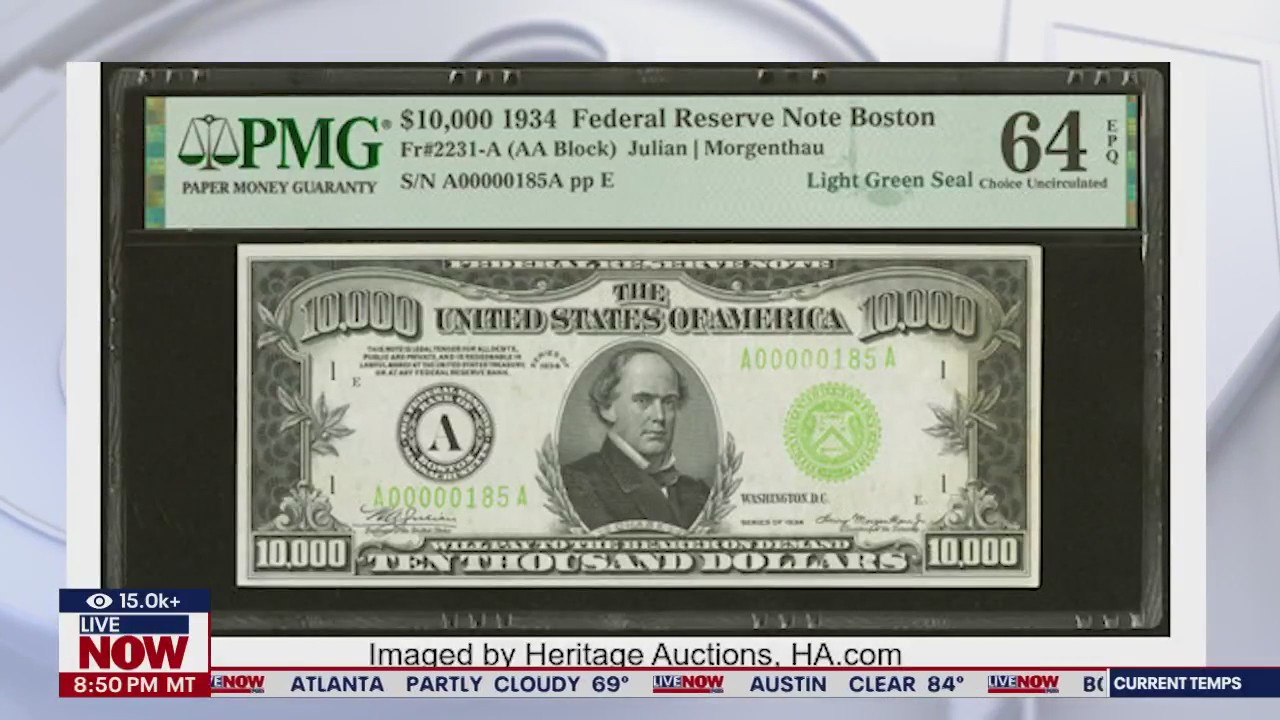 $10,000 bill from 1934 sold at auction