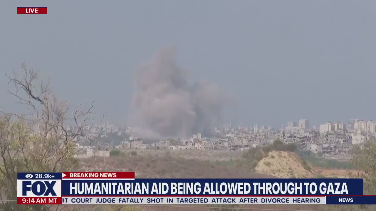 Humanitarian aid travels along Egypt-Gaza border