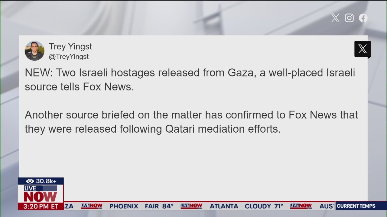 2 Israeli hostages released by Hamas