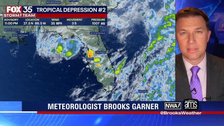 Tropical Depression #2 moving south in the Gulf of Mexico