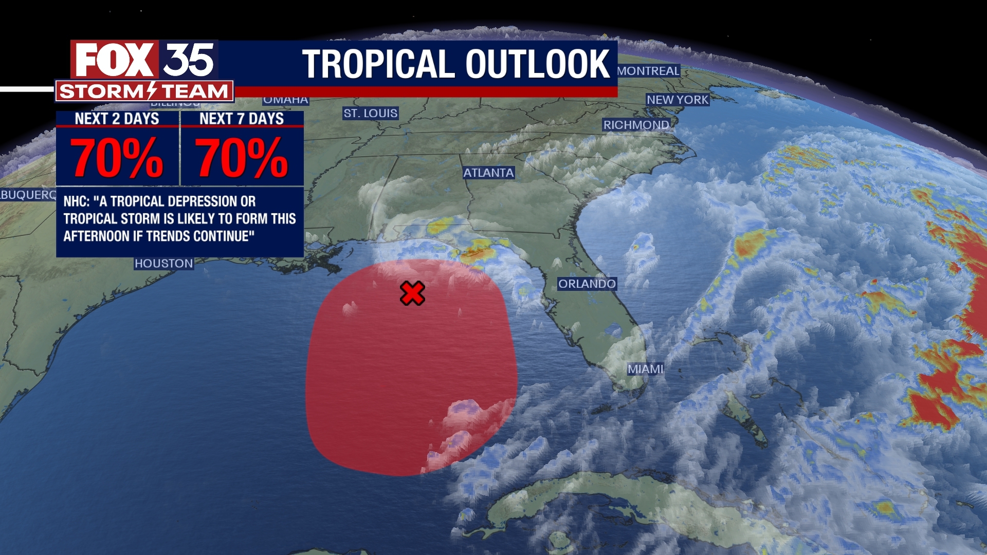 Invest 91L continues to develop in the Gulf