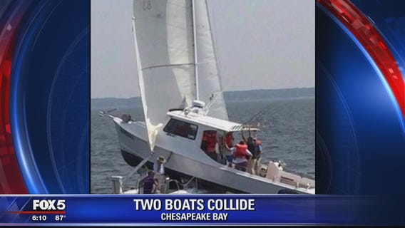 Charter fishing boat and sailboat collide in Chesapeake Bay in Maryland