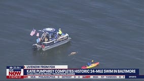 Katie Pumphrey completes historic 24-miles swim