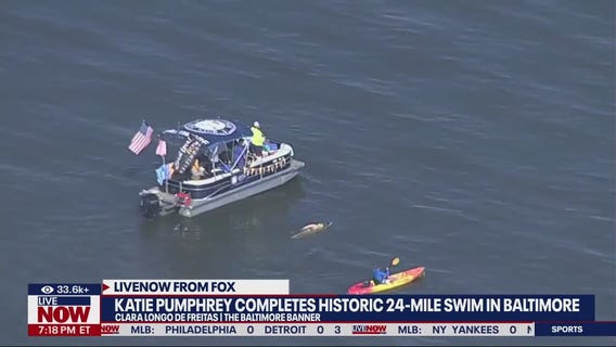 Katie Pumphrey completes historic 24-miles swim