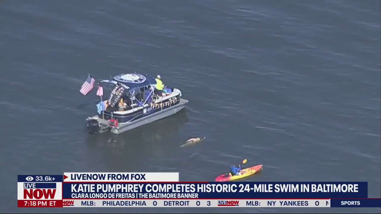 Katie Pumphrey completes historic 24-miles swim
