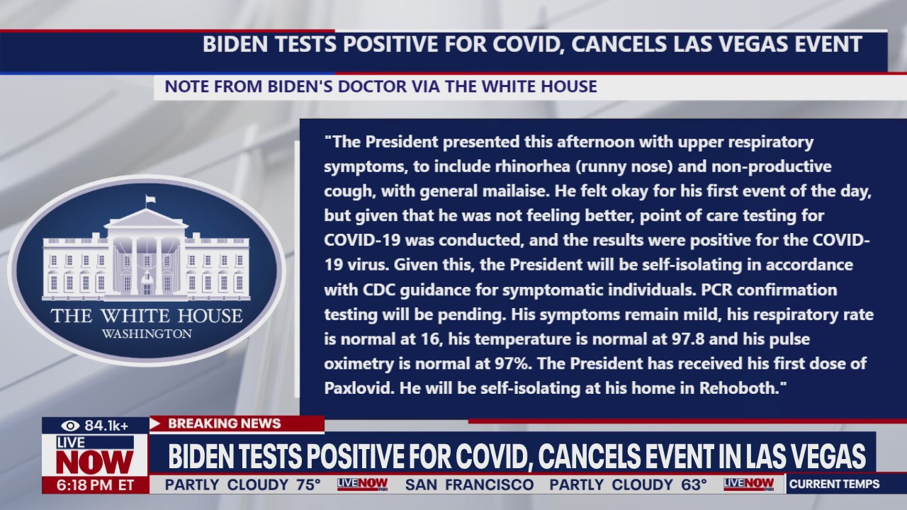 Biden tests positive for COVID, cancels event