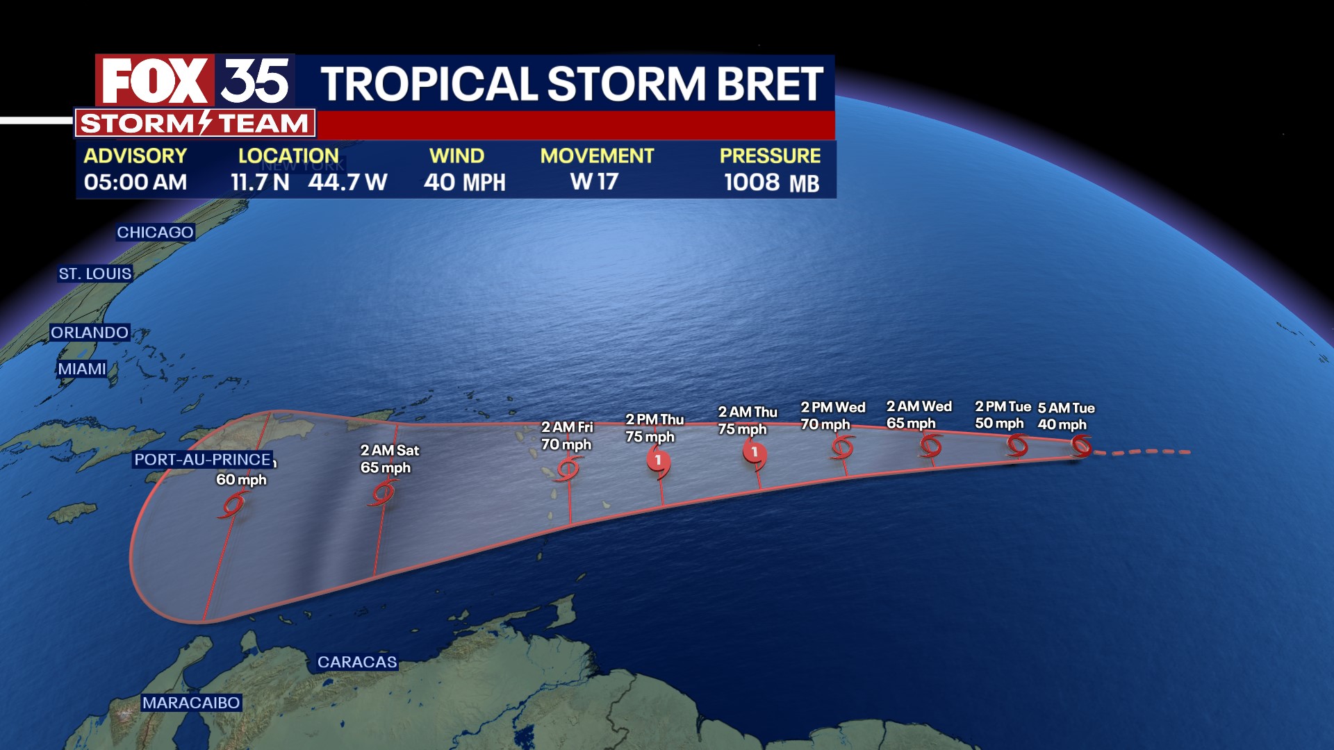 NHC: Tropical Storm Bret to become hurricane