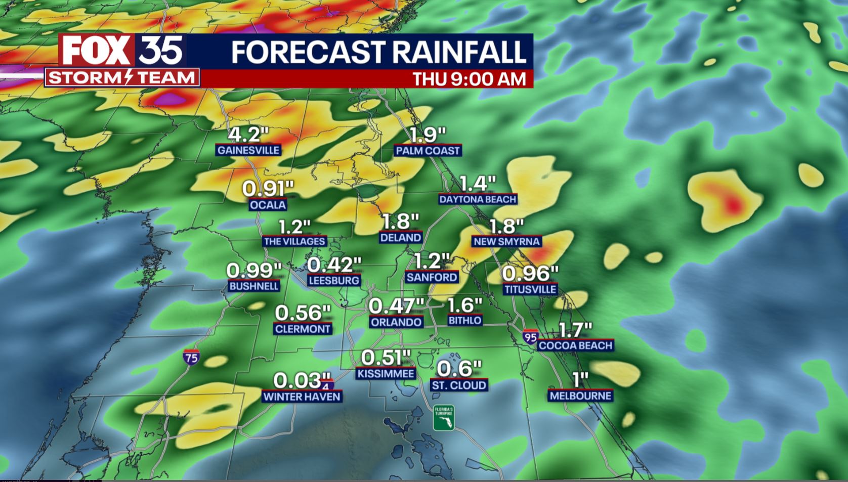 Stormy weather expected in Central Florida
