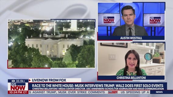 Musk interviews Trump, Walz campaigns solo