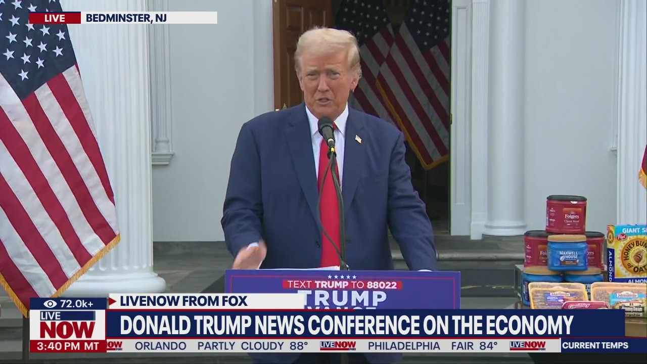 Donald Trump takes questions from reporters