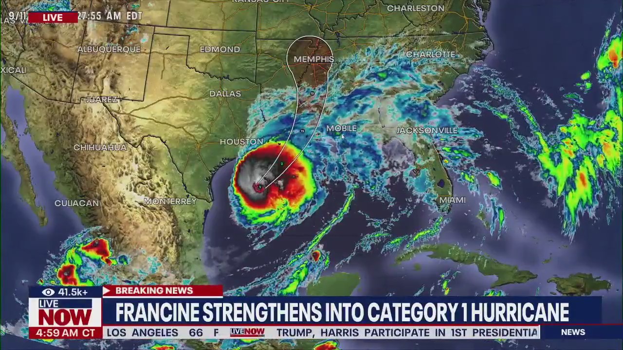 Francine strengthens into Category 1 hurricane