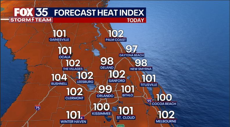 Heat index soars to 100s in Central Florida