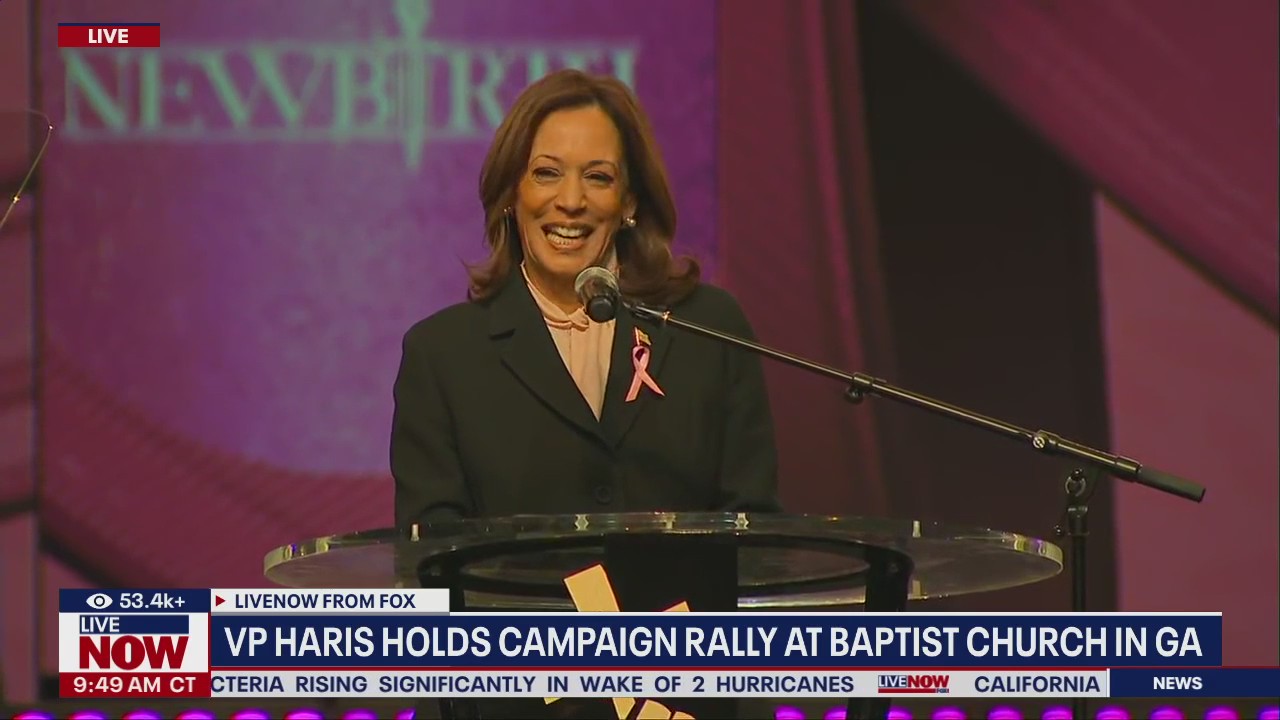 Harris speaks at Sunday church service in Georgia