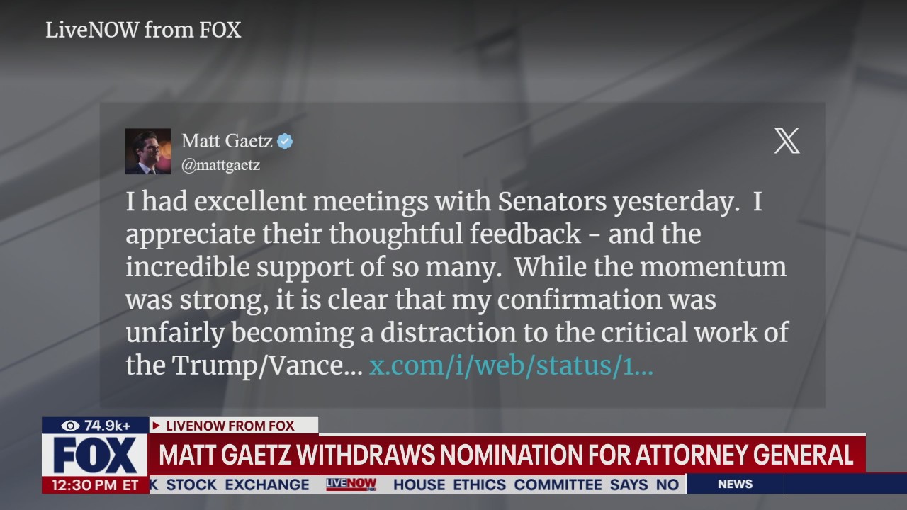Matt Gaetz withdraws nom for attorney general