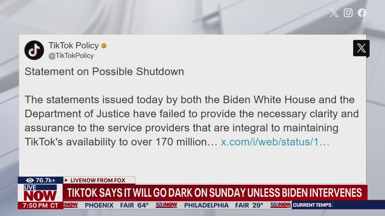 TikTok will go dark on Sunday unless Biden intervenes