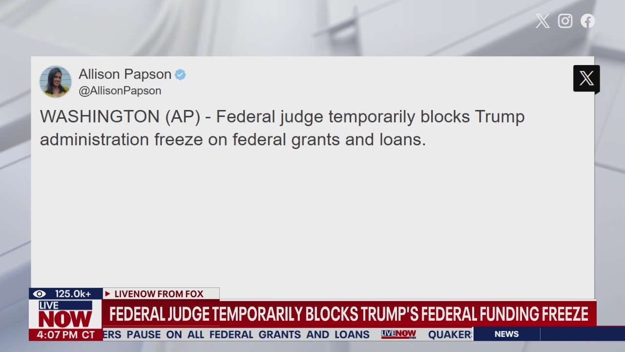 Judge temporarily blocks Trump's funding freeze | LiveNOW from FOX