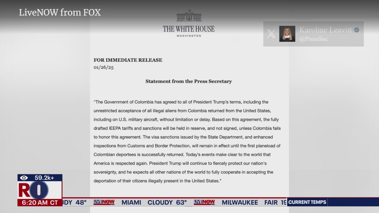 Colombia agrees to take in deported migrants