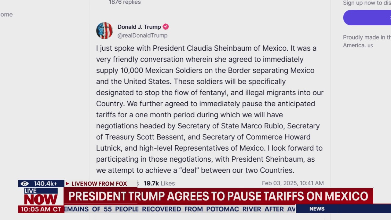 Trump agrees pause Mexico tariffs