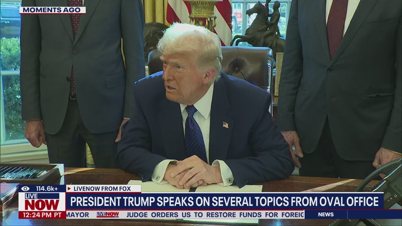 President Trump answers questions in Oval Office