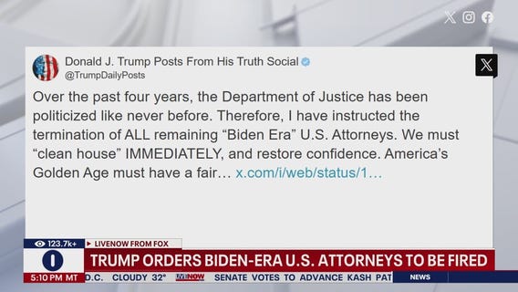 Trump orders DOJ to fire all Biden-era US attorneys