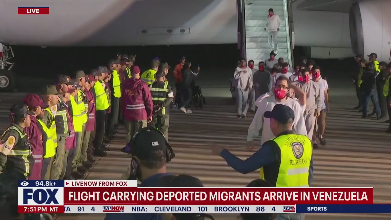 Flight carrying deported migrants lands in Venezuela