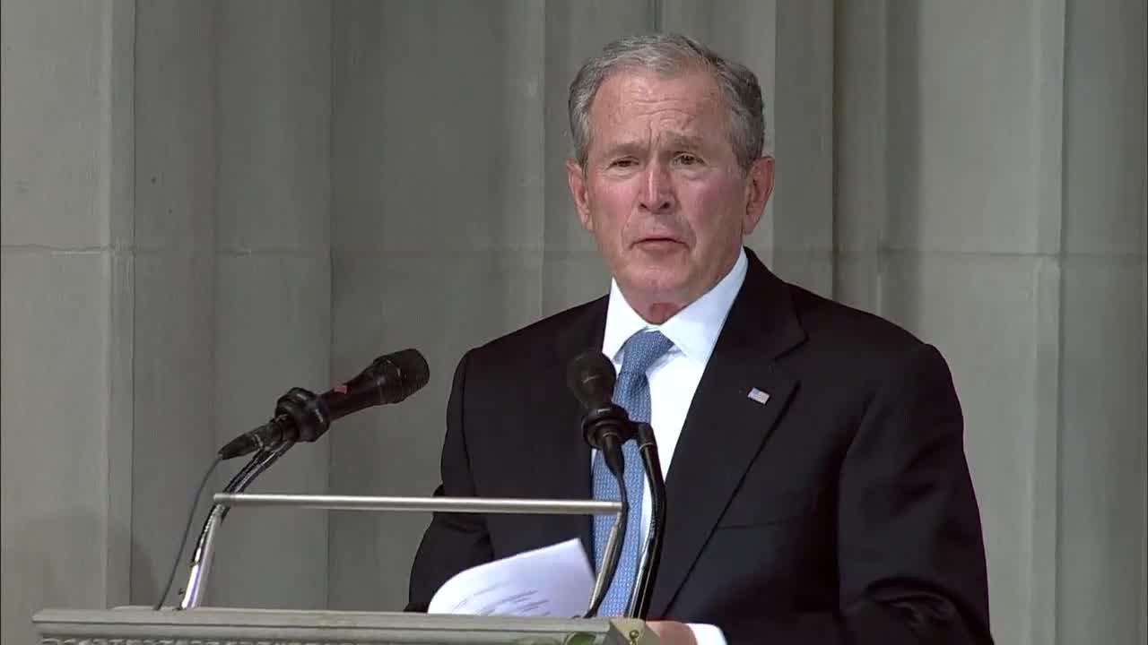 Former President George W. Bush giving address at memorial for Sen. John McCain