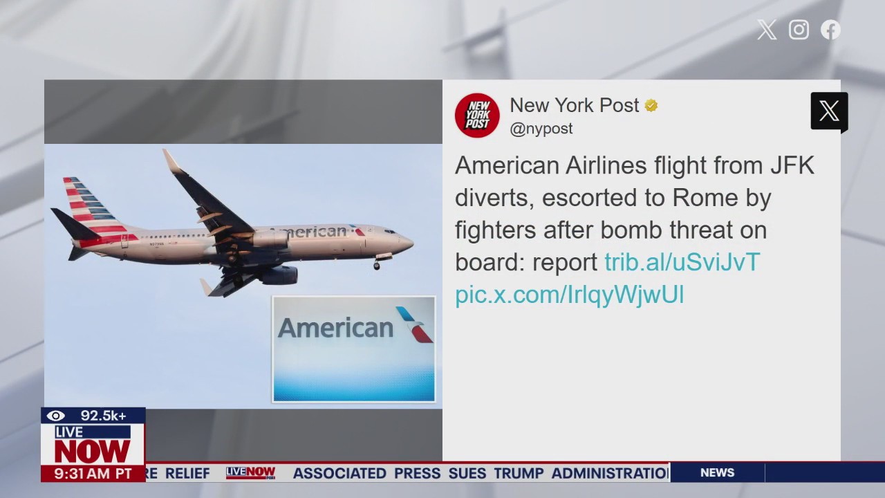 Flight from JFK diverts after being escorted to Rome