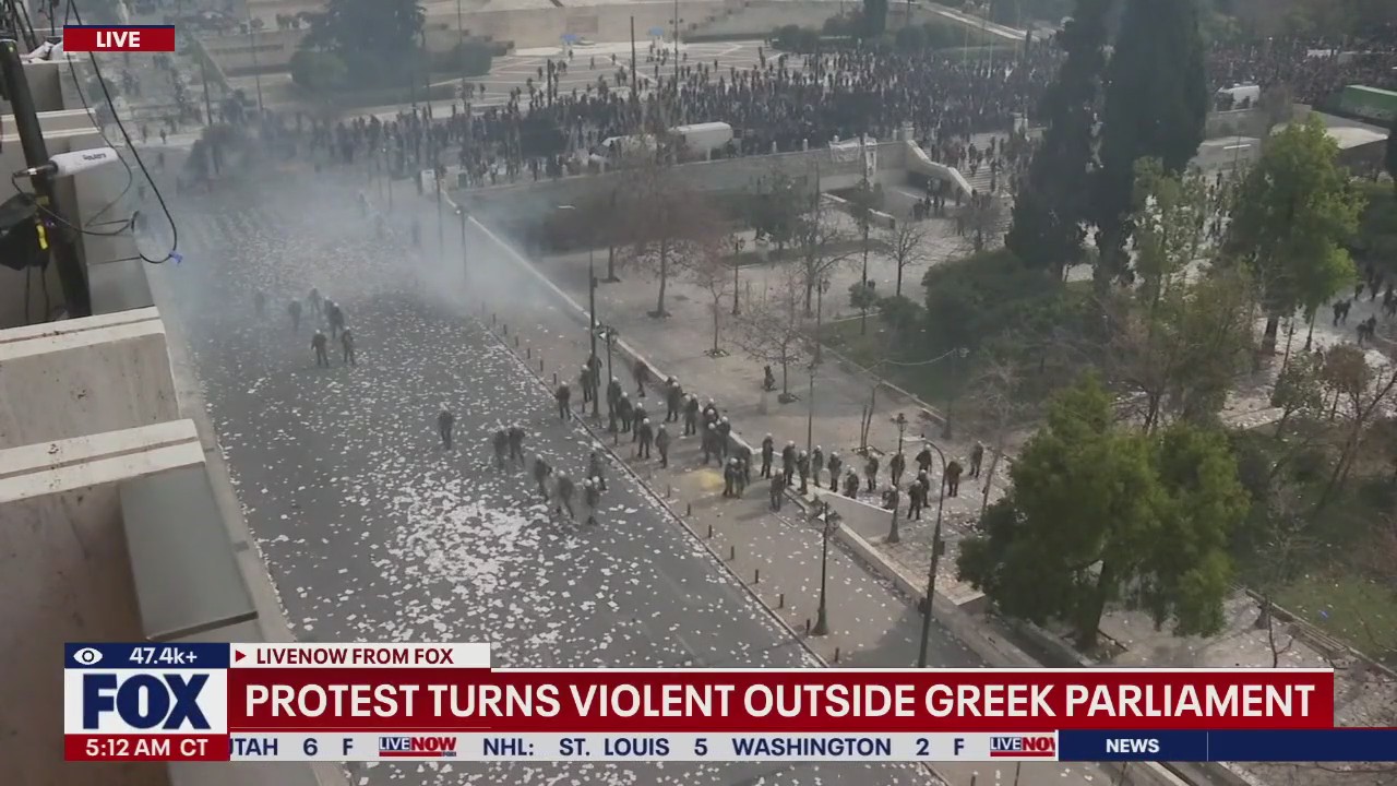 Protest turns violent outside Greek parliament