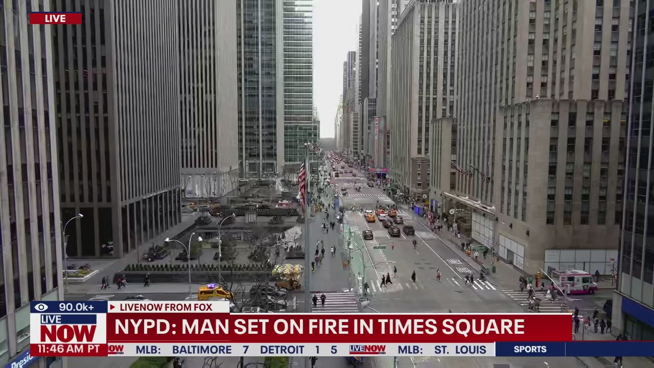 NYPD: Man set on fire in Times Square