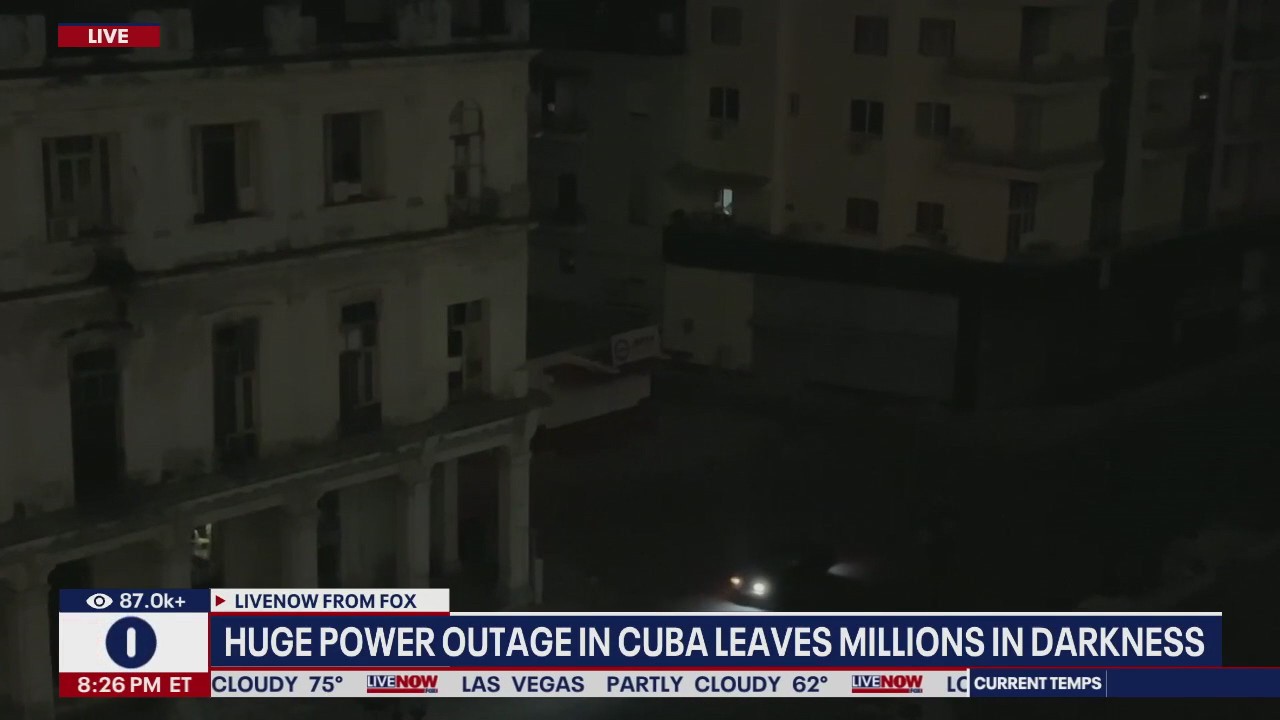Huge power outage in Cuba leaves millions in darkness